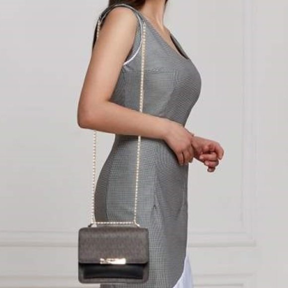 NEW Michael Kors Jade Brown & Black with Gold hardware_leather crossbody bag - Picture 2 of 11